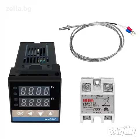 Дигитален терморегулатор REX C100 220V 0-400°C + SSR реле 40A + K-тип сонда 10106, снимка 11 - Друга електроника - 54657802