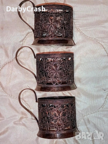 Редки Подстакани за чай,кафе 3 бр комплект, снимка 5 - Сервизи - 54360551