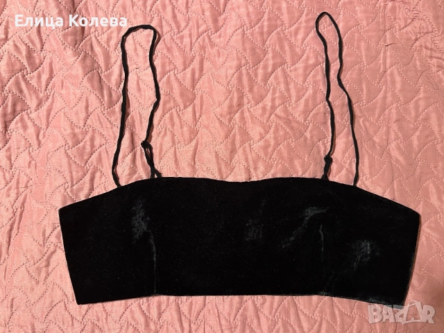 Zara L кадифено черно късо бюстие/ топ