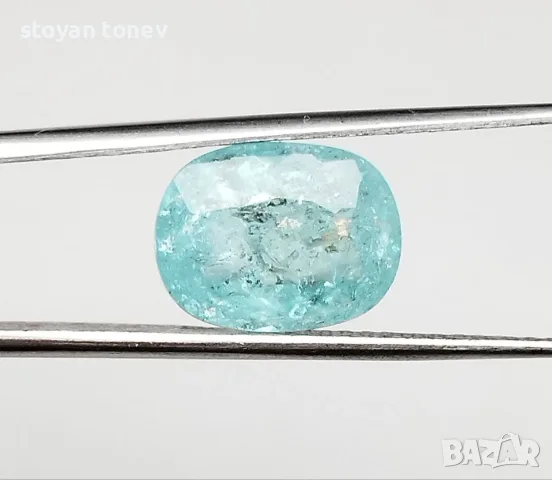 Естествен 3,20 карата Параиба турмалин (Copper Bearing) с неонов цвят и сертификат!, снимка 6 - Други - 55468847