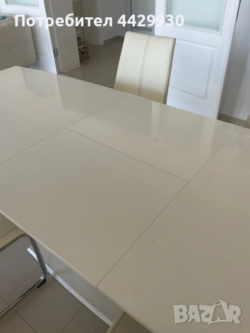 Modern white extendable dining table & 8 cream dining chairs , снимка 6 - Други - 55170919