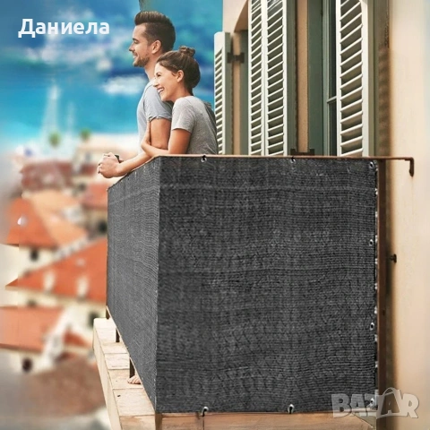 Покривало за балкон и тераса, 1.2х5 м, HDPE 180 г/м², 95% UV защита, Тъмно сиво