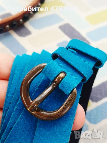 Син колан Marc O'POLO естествена кожа 