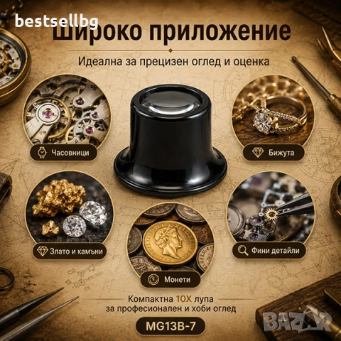 Часовникарска увеличителна лупа за око 10х златарска за работа бижута, снимка 2 - Други инструменти - 29094126