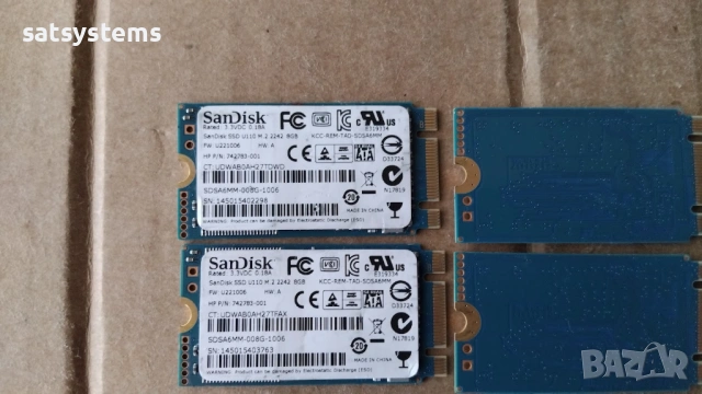  4бр.SanDisk SDSA6MM-008G-1006 SSD U110 M.2 2242 8GB SATA 6.0Gb/s, снимка 5 - Други - 54650714