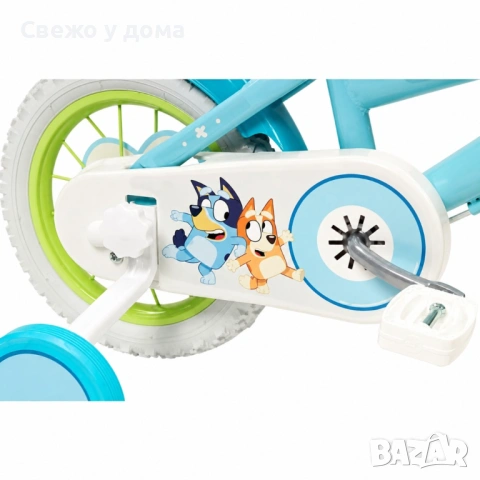 Детски велосипед Bluey 16" със спомагателни колела – светлосин, за деца 5–7 години, снимка 7 - Велосипеди - 54790512