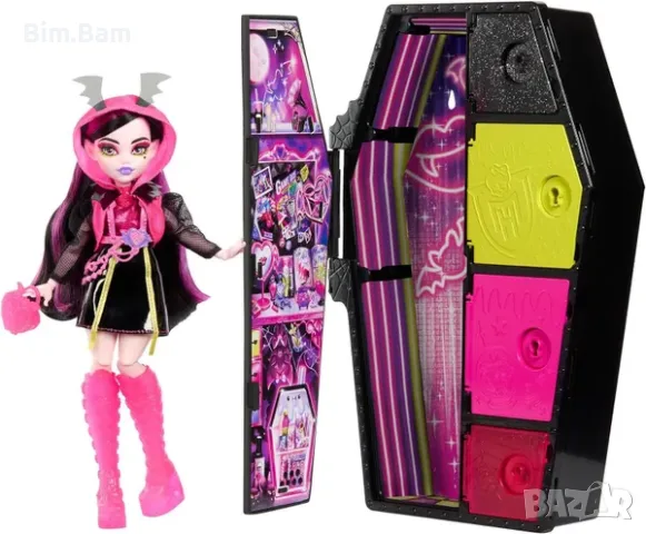 Оригинална кукла Monster High Neon Frights - Draculaura / 19+ изненади, снимка 2 - Кукли - 55393510