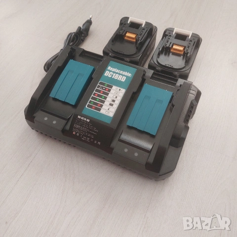 Комплект Двойно Бързо Зарядно DC18RD + 2 бр. Батерии 18V 5.5Ah за Makita LXT, снимка 3 - Други инструменти - 54698578