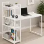 Компютърно бюро Modernhome с рафтове и подсилена метална конструкция, 120см, бял цвят, снимка 1