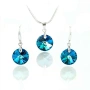 Комплект бижута Swarovski Bermuda Blue – колие и обеци с кръгли кристали, снимка 1