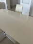 Modern white extendable dining table & 8 cream dining chairs , снимка 6