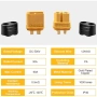 Комплект конектори XT60H (5 чифта мъжки + женски) 60A, позлатена мед – за LiPo, LiFePO₄ Li-Ion 10467, снимка 13