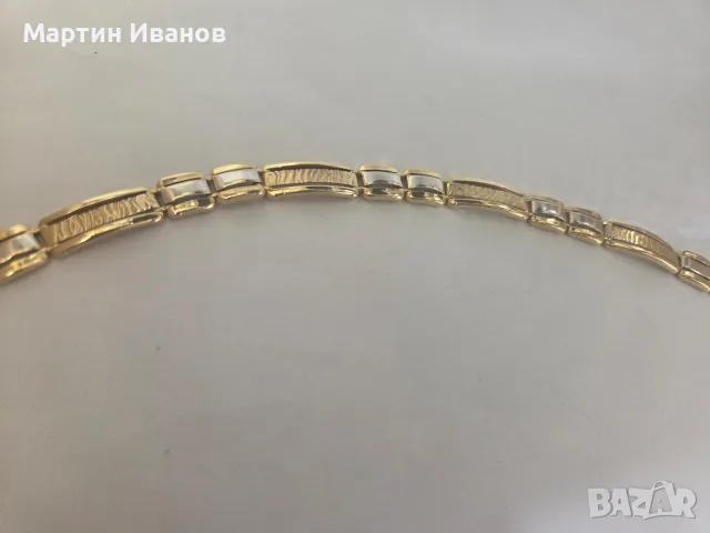 Златна мъжка гривна бяло и жълто, снимка 3 - Гривни - 55300245