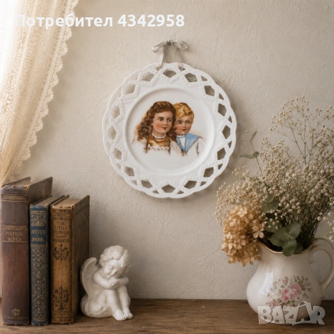 Винтидж декоративни порцеланови чинии – комплект 2 бр. 1890-1910г., снимка 2 - Антикварни и старинни предмети - 54661290