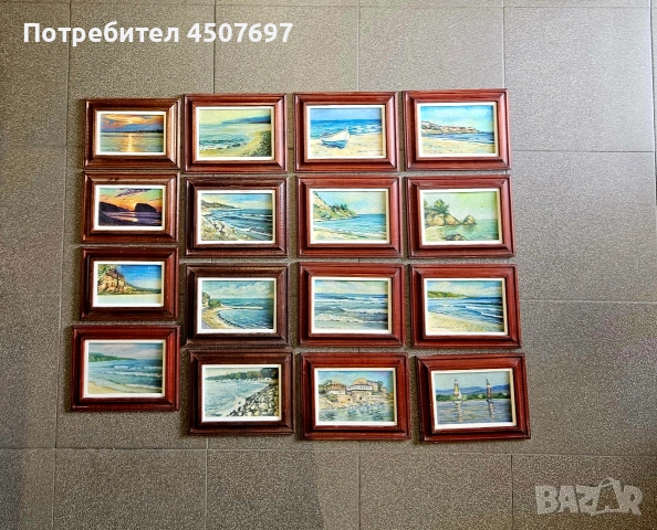 Колекция 16 бр. оригинални морски миниатюри худ. Костадин Петков (Коцето), снимка 3 - Антикварни и старинни предмети - 54905094