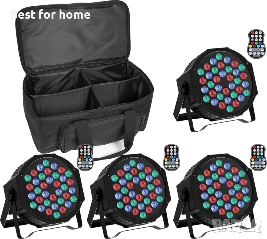 U`King 4PCS RGB Par LED батерии с чанта, безжична 36 LED сценична лампа с дистанционно управление