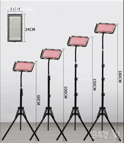 Лампа за терапия с червена и инфрачервена светлина Bedee – 96 LED, 660 nm + 850 nm, със статив, снимка 8 - Други - 55212527