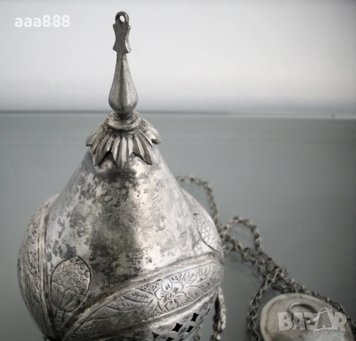 Старинно кандило сребро 19 век , снимка 8 - Антикварни и старинни предмети - 55070348