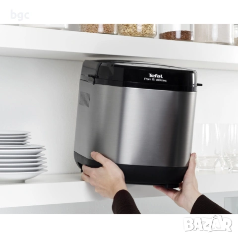  Хлебопекарна Tefal Pain & Délices PF240E38, 700 W, 1000 гр, 20 програми, Черна/Сребриста , снимка 3 - Хлебопекарни - 54287271