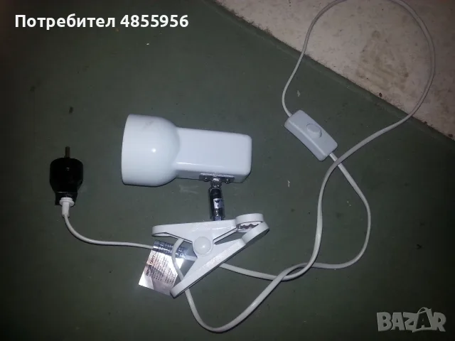 Бяла лампа със щипка - халогена крушка La Member  1xE27 max 60w R63, снимка 10 - Други - 55654617