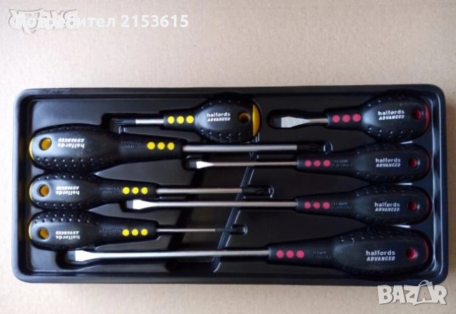 halfords advanced 8 броя плоски кръстати отвертки комплект chrome vanadium