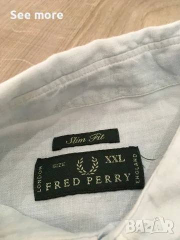 Fred Perry 100% лен мъжка риза XXL, снимка 5 - Ризи - 51221412