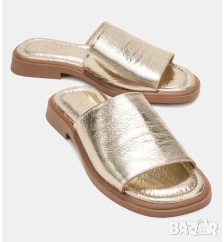 Чехли естествена кожа златни 36 номер 
