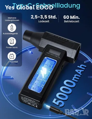 Електрическа въздуходувка SOPPY 130 000 об/мин, 5000 mAh, снимка 7 - Друга електроника - 55660332