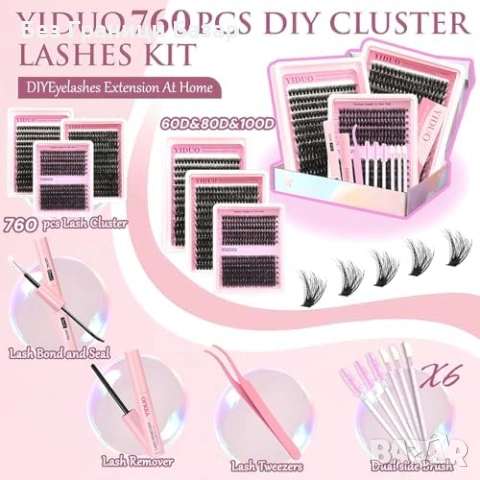 Нови Обемни мигли на снопчета комплект 760 броя Bond Seal Wispy с пинсета, снимка 7 - Други - 54195786