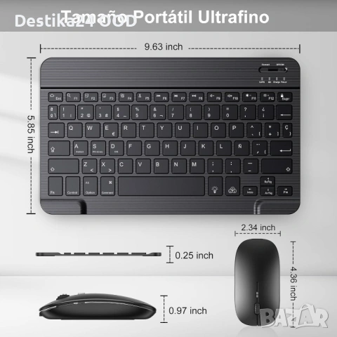 Безжична Bluetooth клавиатура и мишка с подсветка комплект, снимка 2 - Клавиатури и мишки - 54124387