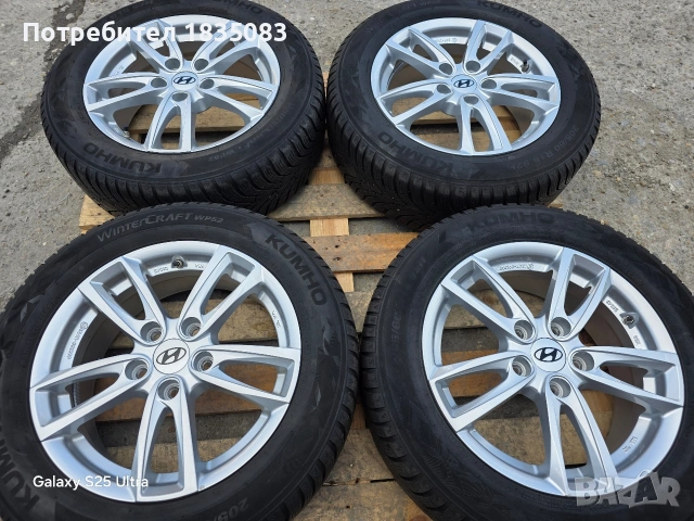 Лети джанти 16ки 5х114.3 Hyundai + зимни гуми 205/60/16 Kumho, снимка 3 - Гуми и джанти - 54013135