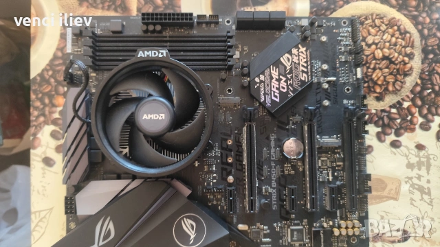 дънна платка asus rog strix b450f gaming +ryzen 7 2700x + охладител