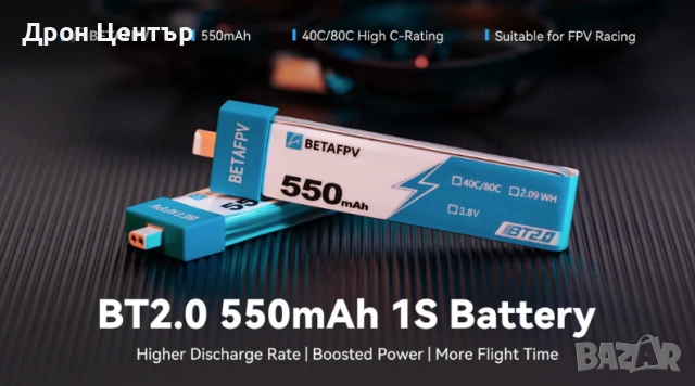BetaFPV LAVA 550mAh 1s 40C/80C комплект батерии (4 броя), снимка 4 - Дронове и аксесоари - 55064204