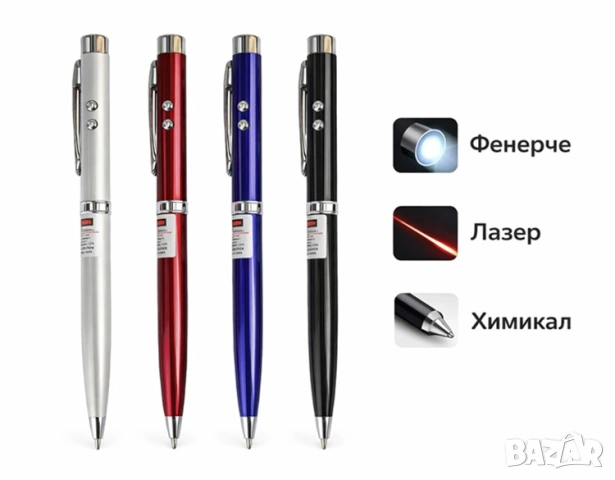 Химикалка 3 в 1 с LED фенер и лазер – практичен и оригинален подаръk