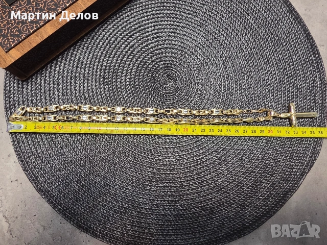 ​Златен синджир с кръст 14 карата (Проба 585) – 28.60 гр. / 85 € за грам , снимка 2 - Колиета, медальони, синджири - 54936643