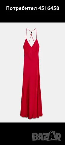 Нова червена сатенена рокля на Zara с гол гръб и етикет, снимка 3 - Рокли - 55689923
