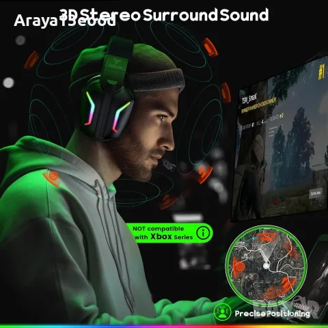 WESEARY WG1 Безжични геймърски слушалки с микрофон – 2.4GHz, Bluetooth 5.0, RGB, до 50 часа работа, снимка 5 - Слушалки и портативни колонки - 55582149