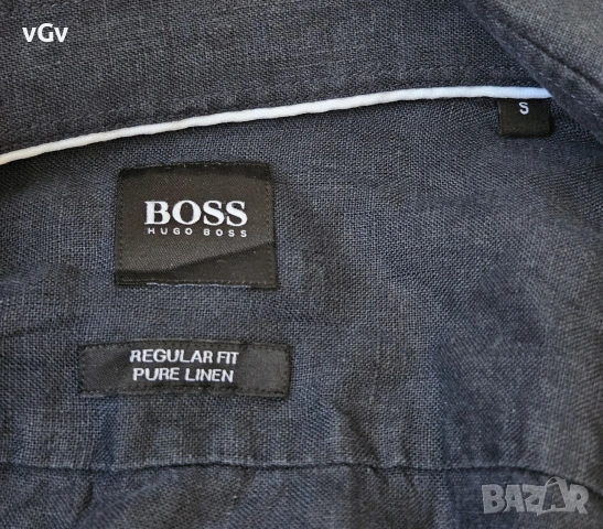 Мъжка ленена риза  Hugo Boss - M, снимка 5 - Ризи - 55081061
