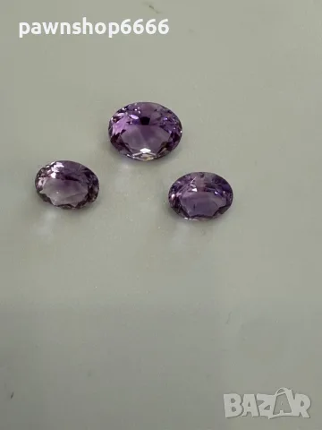 Лот естествени фасетирани аметисти – 7.85 ct (3 броя) – отлична шлифовка, снимка 5 - Бижутерийни комплекти - 55482883