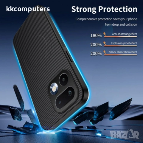 WANLONFENG TQ Магнитен Калъф за Realme 16 Pro 5G - PC+TPU, Карбон текстура, 4 цвята, снимка 5 - Калъфи, кейсове - 54155793