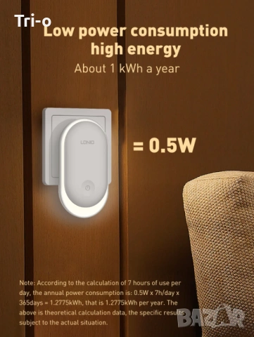 LDNIO Умна нощна лампа с EU щепсел за контакт, LED енергоспестяваща, за спалня, детска лампа за сън, снимка 8 - Други - 54010245