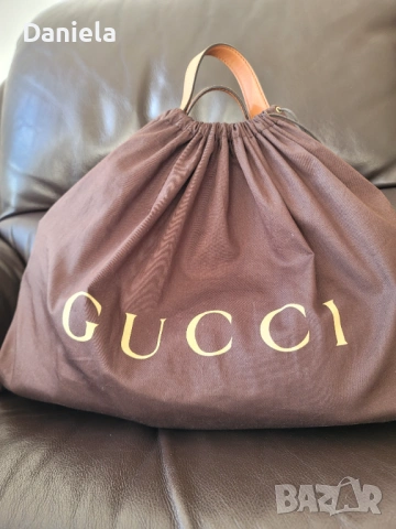 Оригинална дамска кожена чанта Gucci Bamboo Guccissima със сертификат, снимка 9 - Чанти - 54793442