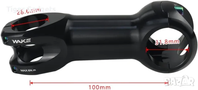 Лапа за велосипед FOMTOR 90 мм, Ø31.8 мм, -10°, CNC алуминий 7075, Черна, снимка 2 - Части за велосипеди - 55594145