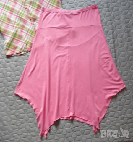 Дамски сет асиметрична розова пола H&M и риза с къс ръкав, снимка 9 - Ризи - 54312844