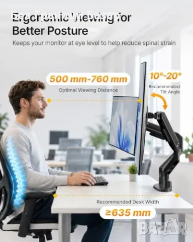 Нова стойка Двойно рамо за монитор 17-40" алуминий USB-C USB-A VESA 75x75 100x100, снимка 4 - Други стоки за дома - 55415726