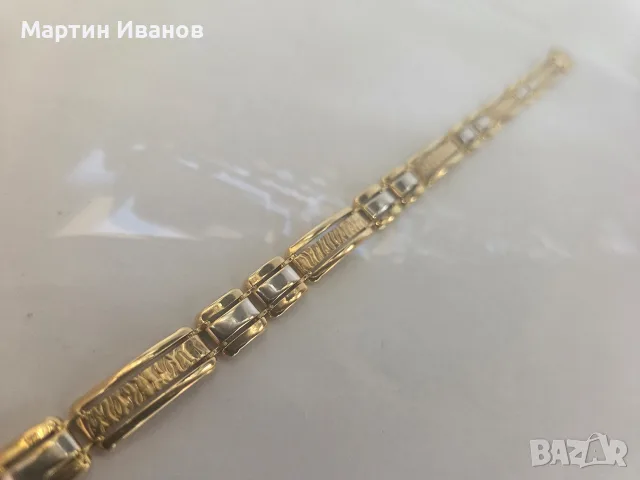 Златна мъжка гривна бяло и жълто