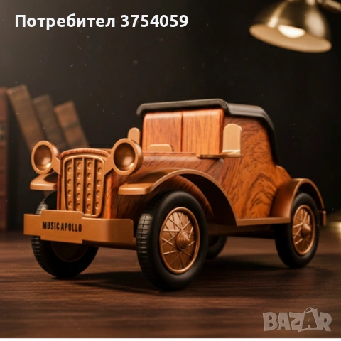 Bluetooth радио колонка A9, 5W, 1500mAh — стилен дървен дизайн