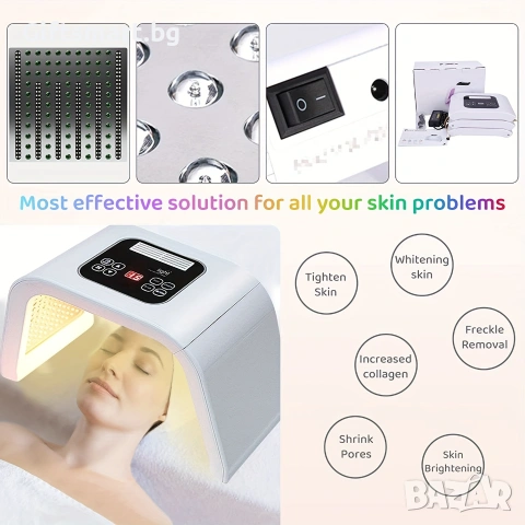 Апарат за LED фототерапия на лице, Фотонна терапия с 7 цвята, Лифтинг, Anti-age, Anti-Acne, 287 LED , снимка 6 - Други - 54986686