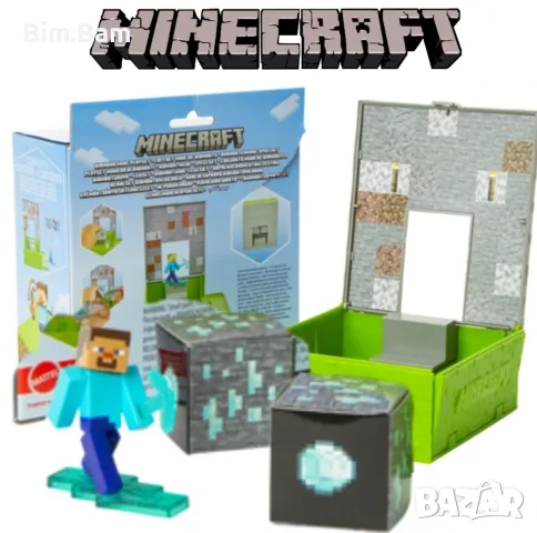 Комплект Minecraft Diamond Mine Playset със фигурка Steve / Mattel, снимка 2 - Фигурки - 55413647