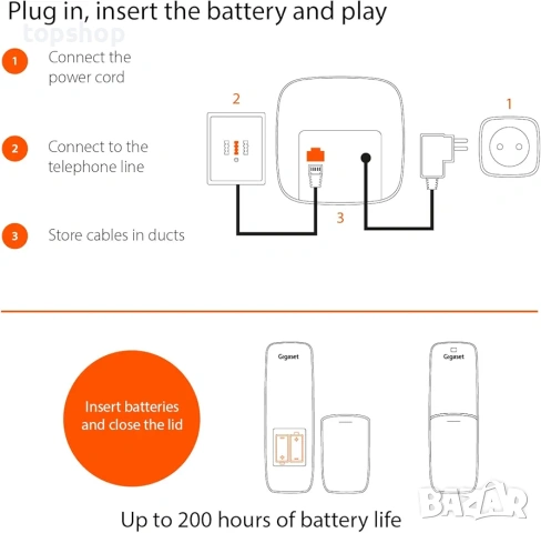 Чисто нов запечатан безжичен стационарен телефон Gigaset A270   , снимка 4 - Други - 54889663